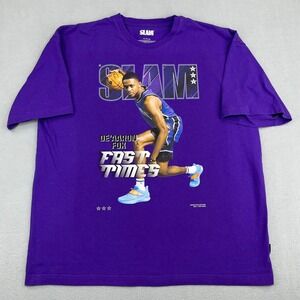SLAM DeAaron Fox Fast Times Basketball Graphic T-Shirt Mens XL Purple NBA Kings